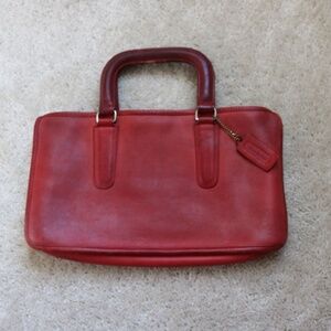 Vintage COACH Bonnie Cashin 1970’s LEATHER Red Leather Slim Satchel Bag Purse